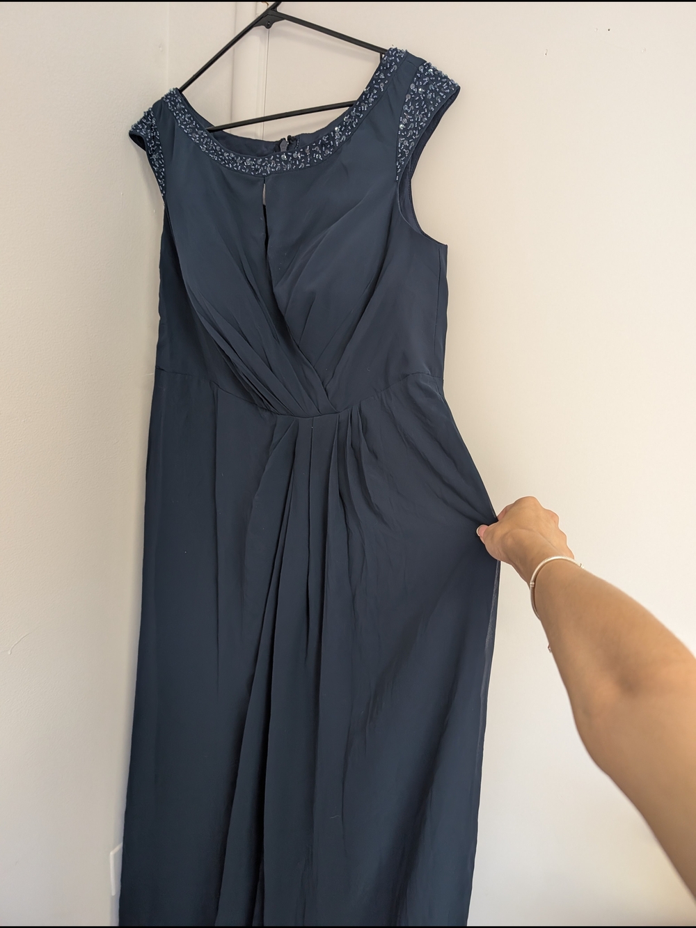 Azazie Navy Beaded Strap Detail